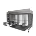 thumbnail image 5 of Large Pet Cage with Storage Rack, Stainless Steel Food and Water Drawers, Iron Frame and MDF Construction in Black and Charcoal Grey, 5 of 9