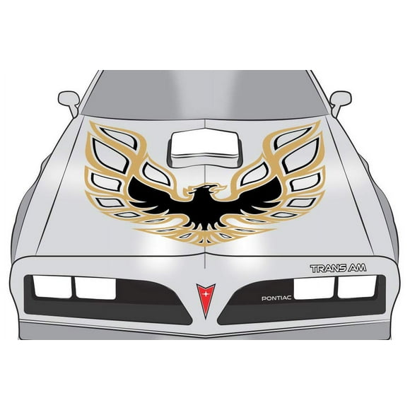 Car-Gear Universal Firebird Hood Graphics Kit 3M Vinyl Decal Wrap Compatible with Pontiac Trans Am - Gold & Black