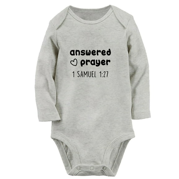 iDzn Answered Prayer Funny Rompers, Newborn Baby Unisex Bodysuits, Infant Jumpsuits, Toddler Kids Long Sleeve Oufits (Gray, 0-6 Months)
