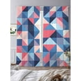 thumbnail image 2 of Blue Pink Abstract Art Sheer Curtains for Living Room Bedroom Geometric Modern Art Sheer Curtains 108 Inch Long 2 Panels Set Light Filtering Curtain Window Treatments Drapes for Dining Room, 2 of 6
