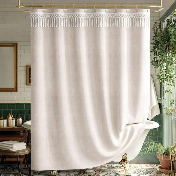 Cortina de ducha AmazerBath Boho Farmhouse beige 180 x 180 cm