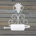 thumbnail image 2 of Toilet Paper Holder Wall Mounted Vintage Toilet Paper Roll Holder Towel Hanger Bathroom Roll Holder (White), 2 of 5