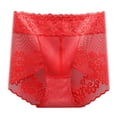 thumbnail image 2 of HUPOM Seamless Underwear For Women Womens Silk Panties High waist Elastic Waist Solid Briefs Red XL, 2 of 4