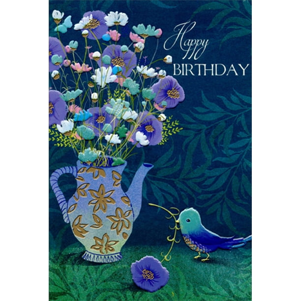 Pictura Bird and Purple Teapot Vase Sanja Rescek Feminine Birthday Card ...