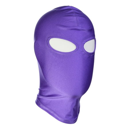 Produits pour adultes Cagoule en tissu élastique Masque de cosplay pour la  bouche et les yeux Cadeau d'Halloween Cagoule sexy (Yeux violets exposés-M)  