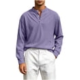 thumbnail image 3 of ZyeKqe Long Sleeve Tops for Men Corduroy Button Front Crewneck Pullover Golf Office Work Business Casual Shirts, 3 of 7