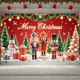thumbnail image 2 of Nutcracker Theme Christmas Banner Snowman Design Merry Christmas Banner Christmas Tree Decor Red Background Xmas Banner for Christmas Party Holiday Decoration Indoor Celebration, 2 of 9