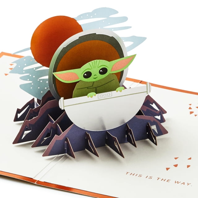Tarjeta de felicitación Hallmark Star Wars Baby Yoda Pop-Up 3D