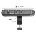 thumbnail image 2 of FOH 1875w Aluminio Abrazadera ajustable para regleta de alimentación, Toma de corriente con interruptor, Soporte de Escritorio Todo en uno con 3 salidas de CA, USB-A y USB-C con Cable 6FT, 2 of 7