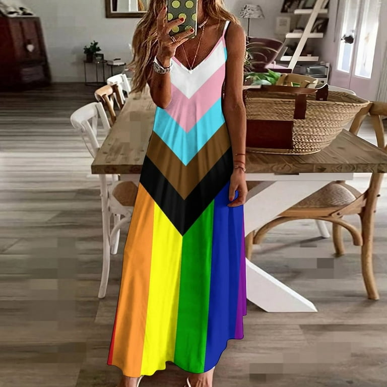 Progressive Flag Pride Sleeveless Dress dresses korean style dress party  night Long dress summer women - Walmart.com