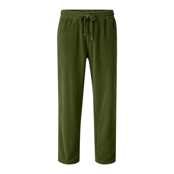 CPNG Teenagers Boys Straight Wide Leg Pants Drawstring Elastic Waist Corduroy Loose Boys' Pants Sweatpants(Green,5-6 Years)