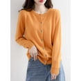 thumbnail image 4 of Womens Long Sleeve Button Up Knit Cardigan Light-Bodied 2026 Crewneck Button Down Sweaters for Women Turmeric M, 4 of 8