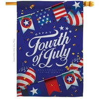 Breeze Decor H111098-BO 28 x 40 in. Celebrate Independence Day American Fourth of July Vertical House Flag with Double-Sided Decorative Banner Garden Yard Gift