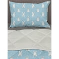 thumbnail image 3 of Easter Bunny Comforter & Sham Bedding Set, Simple Calm Tones Rabbit Illustration Pompom Tail, 3 pcs Duvet Set Microfiber Filling Quilt, 5 Sizes, Blue Cadet Blue, by Ambesonne, 3 of 4