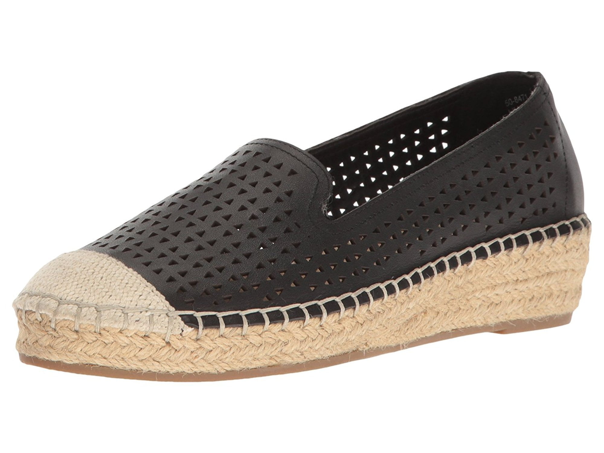 Bella Vita Womens Channing Cap Toe Espadrille Flats, Black, Size 8.0