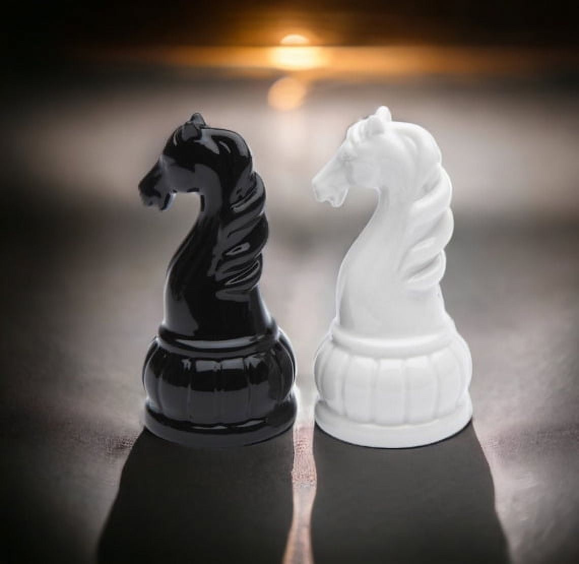 Ceramic Black and White Rook Chess Piece Salt and Pepper Shakers, Home –  kevinsgiftshoppe