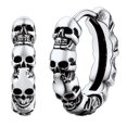 thumbnail image 1 of FaithHeart Skull Huggie Circle Hoop Earrings Gothic Punk Skeleton Jewelry for Men Rapper Reggae, 1 of 7