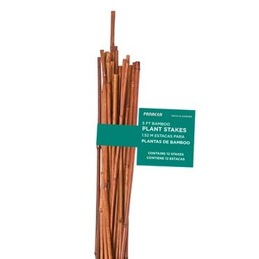 Panacea 5 Foot Bamboo Natural Color Garden Plant Stake, 12 Pack