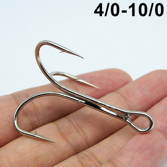 Big Treble Fishing Hook, High Carbon Steel, Shark Triple Anchor Fishhooks, Saltwater Barbed Hook, Strong 4/0-10/0, 50Pcs