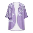 thumbnail image 5 of yoeyez Lightweight Cardigans for Women Floral Print 3/4 Sleeve Kimono Cardigan Loose Cover Up Casual Summer Beachwear 2026 Purple,L, 5 of 6