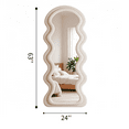 thumbnail image 7 of Super Store 63"x 24" Wavy Full Length Mirrors, Arch Standing and Leaning Mirror Full Body, Flannel Wrapped Wooden Frame for Living Room Bedroom,White, 7 of 7
