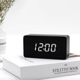 thumbnail image 1 of Reloj despertador Digital de madera con brillo ajustable, Control por voz, LED, pantalla rectangular, hora, temperatura, decoración del hogar, 1 of 1