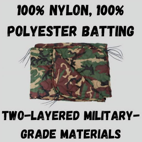 M MCGUIRE GEAR Lightweight Woodland Woobie Poncho Liner Blanket 84" x 60", Made in USA