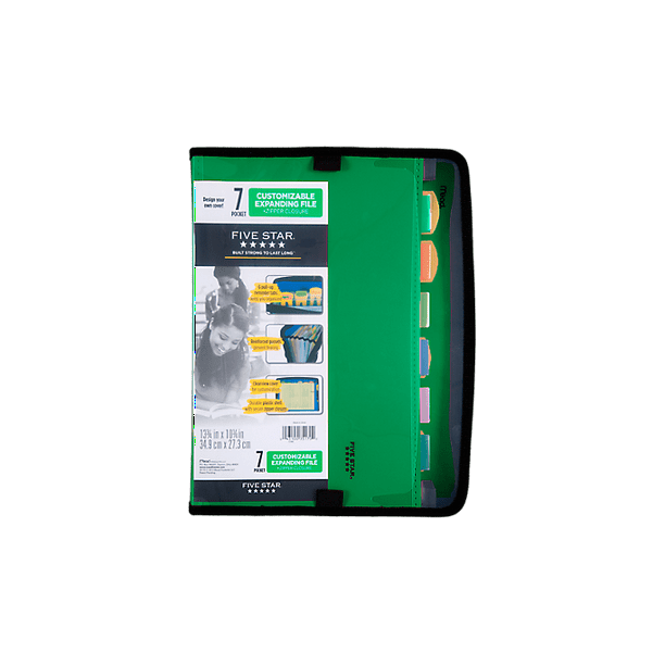 Five Star 7Pocket Expanding File, Green