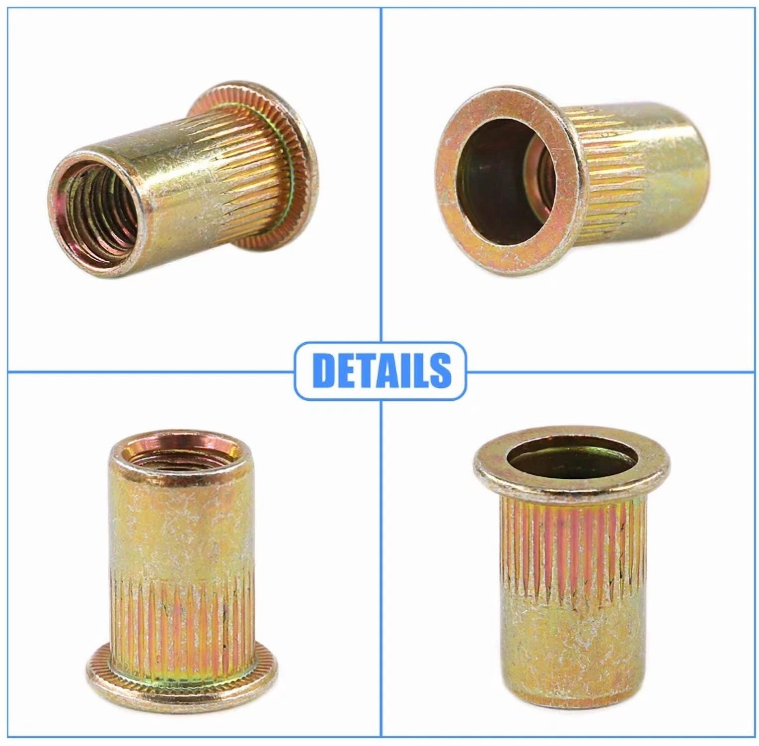 CIRCLE- 100 Pcs 5/16-18 Unc Carbon Steel Rivet Nut Flat Head Threaded Insert Nutsert Sae