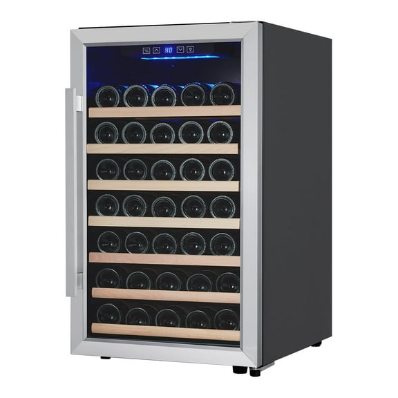 Danolapsi 52 Bottles Wine Fridge, Wine Cooler with 7 Adjustable Beech Shelves and Glass Door, Digital Touch Screen, Low Noise Compressor Wine Refrigerator with Temperature Memory Function
