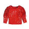 thumbnail image 1 of I.N.C Womens Sequin Pullover Blouse, Red, Large, 1 of 2