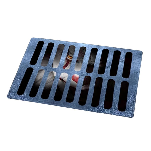 Felpudo de Halloween con trampa de payaso, almohadilla de suelo de terror, ilusión 3D, Felpudo de puerta de terror divertido, Alfombra de piso antideslizante, Alfombra de entrada del Hogar Fivean unisex