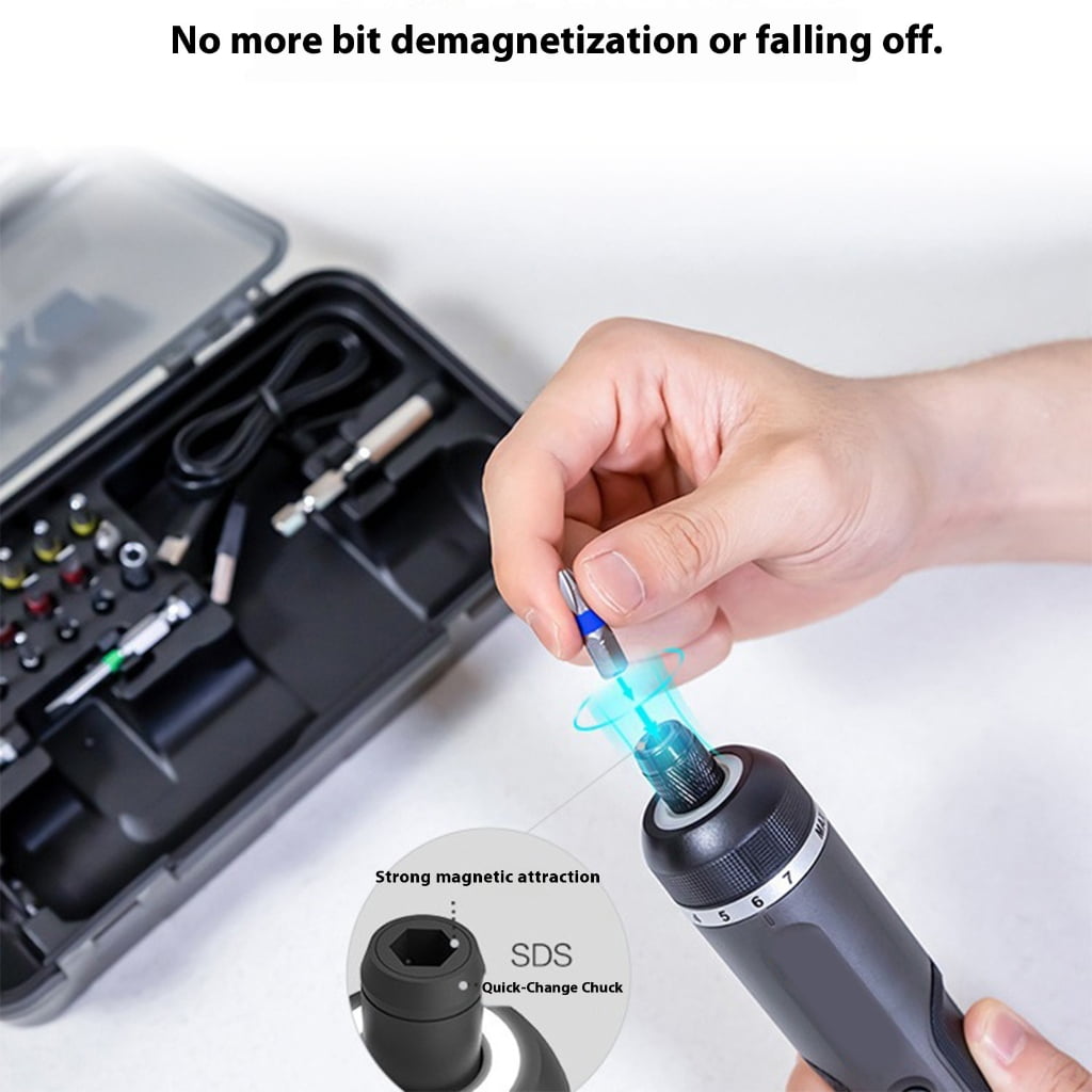 7 Speed Cordless Electric Screwdriver with Charging Dock, LED Work Light & Compact Design for Tasks
