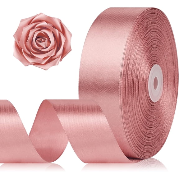 1.5 Inch Rose Gold Satin Fabric Ribbon Roll, 24 Yards Solid Ribbon for Gift Wrapping, Flower Bouquets & DIY Handmade Crafts