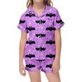 thumbnail image 2 of Outfit Sets for Girls Halloween Cute Stylish Print Silky Short Sleeve Shirt Shorts Loungewear 2 Piece Outfits Size 2-3Y, 2 of 4