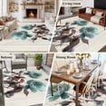thumbnail image 6 of Teal Blue Floral Area Rugs 5x8 for Living Room, Vintage Rustic Botanical Beige Wooden Non Slip Washable Rug Runner, Low Pile Indoor Floor Carpet Mat Bathroom Rugs for Bedroom, Kids Room, 6 of 9