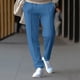 thumbnail image 2 of Amzcrzy Pantalones Hombre Clásicos Suaves Color Liso Trabajo Informales Ligeros Pierna Recta Cintura Elástica Holgados Cómodos Con Bolsillos Tallas M-3XL Azul, 2 of 4