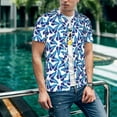 thumbnail image 6 of Lsque Blue Butterflies Pattern Mens Polo Golf Shirts Funny Graphics Shorts Sleeve Button Shirts Baseball T-shirt-3X-Large, 6 of 7