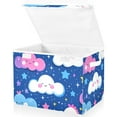 thumbnail image 2 of Cute Cartoon Clouds and Stars Large Storage Bins with Linen Collapsible Lid Storage Box 16.7 x 12.6 x 11.8in, 2 of 7