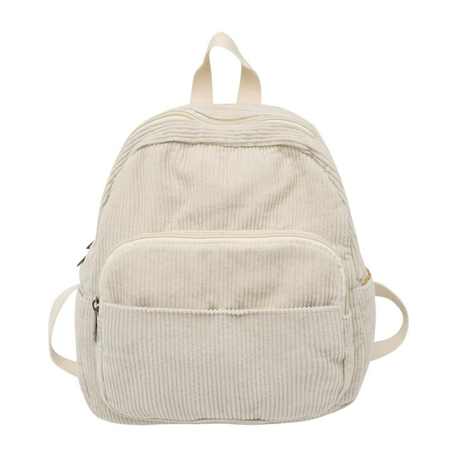Mochila para niñas, de pana, ligera, moderna, versátil, informal. Blanco