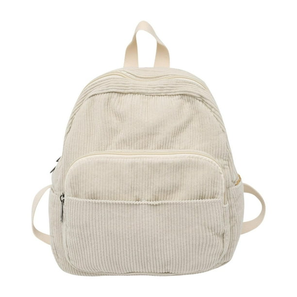 Mochila para niñas, de pana, ligera, moderna, versátil, informal. Blanco