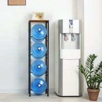 4-Tier Square Tube Bucket Rack with 1 Storage Shelf brown