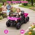 thumbnail image 3 of 2-In-1 24V 440W Kids Ride On Electric Dump Truck Car with Parental Remote, 4WD Electric Car with Anti-Collision Bar, Ride on Toy with Bluetooth/MP3, Gift for Kids Boys Girls Aged 3-5, Pink, 3 of 9