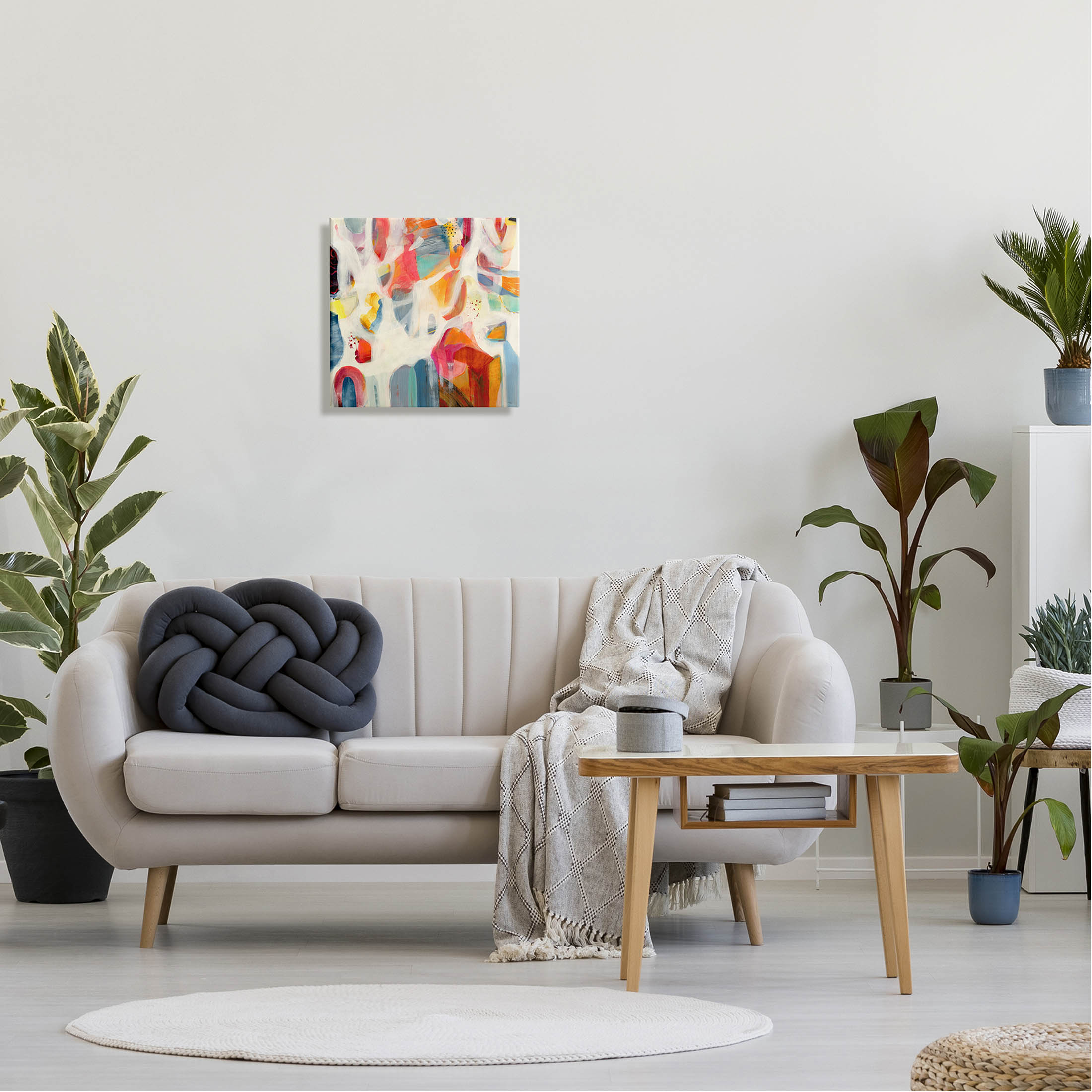 Modern Mixed Shapes Assortment Abstract Painting Gallery Wrapped Canvas Print Wall Art