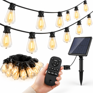 102ft(96+6) Solar String Lights Outdoor Waterproof Dimmable 48+4 Led