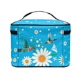 thumbnail image 4 of HELLHERO Cosmetic Bags Cosmetic Bag Organizer Lightweitht Double Zipper Hand-Held Daisies Hummingbirds, 4 of 6