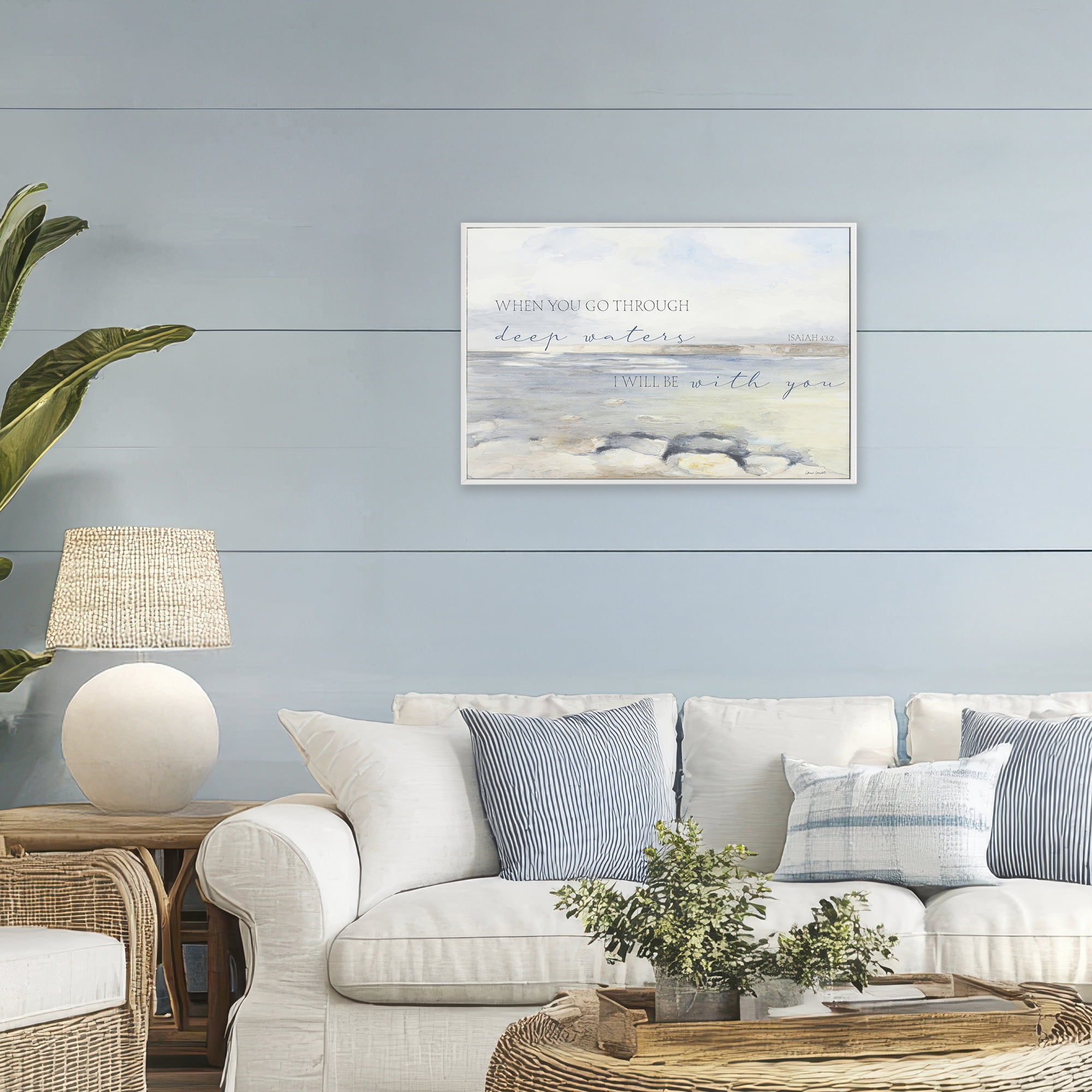Stupell Industries Deep Waters Isaiah 43:2 White Framed Giclee Art, design by Lanie Loreth