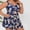 Dark Blue, variant on Women's Floral Print Split Swimsuit Set with Built-in Pads, No Underwire, Conservative, Plus Size, Belly-Covering, Slimming, Flat-Front Skirt Style for Swimming