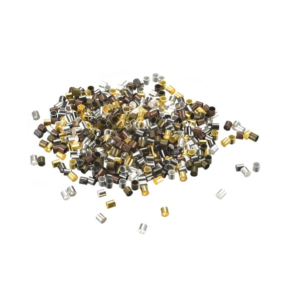 Uxcell 500 Pack 2x2mm Crimp Tube Beads Making Crimp End Spacer Bead, Multicolor