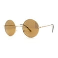 thumbnail image 2 of Color Mirror Iconic Hippie Round Circle Lens Metal Sunglasses Gold Mirror, 2 of 4
